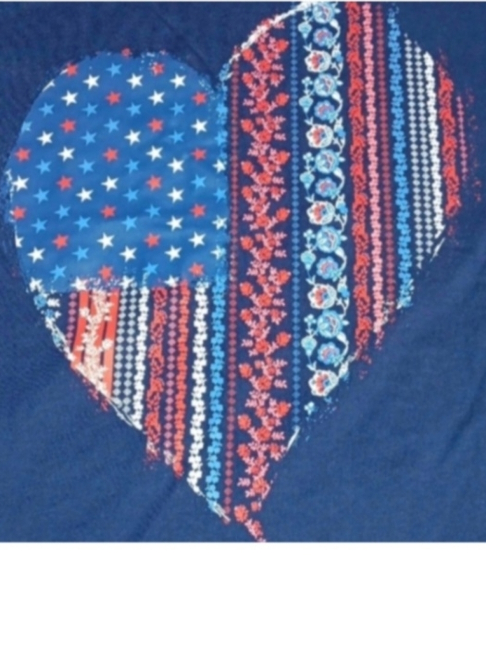 NWOT Gloria Vanderbilt Short Sleeve T-shirt | Heart Floral Flag - Picture 11 of 14